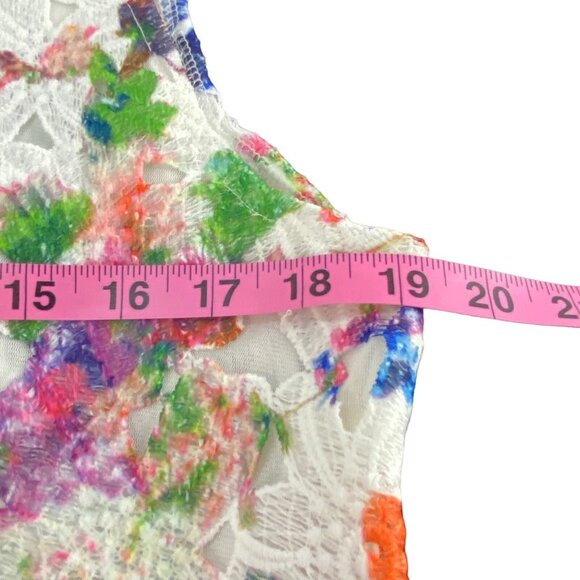 FERATELLI Women Lace Tunic Eyelet Sleeveless Knee Length Floral Sz L White 61-6 - Picture 11 of 15